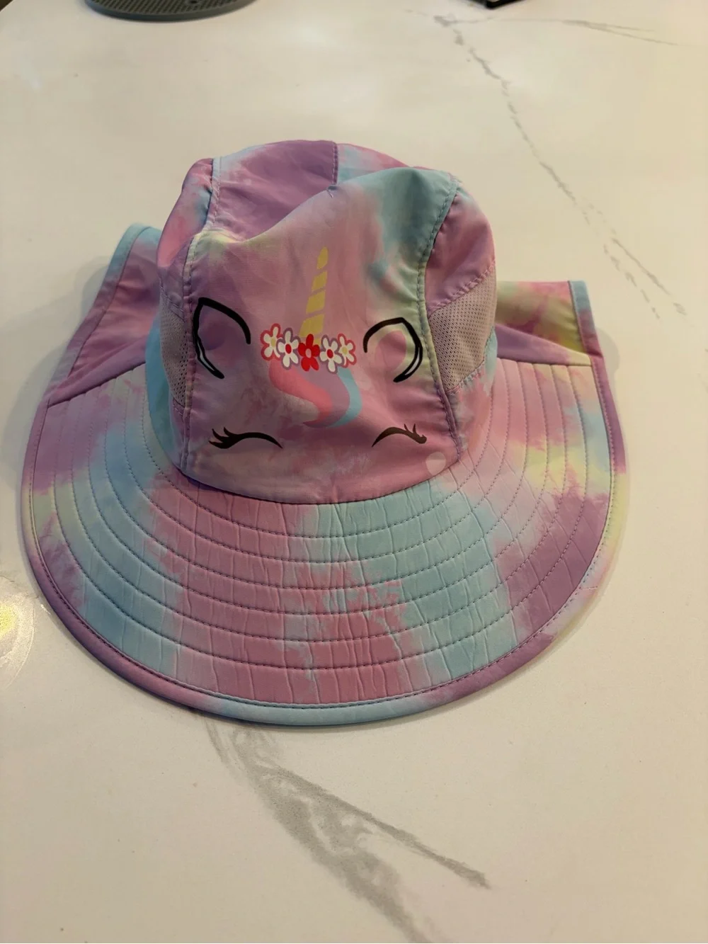 Kids Unicorn Tie-Dye Sun Hat - Pink & Blue